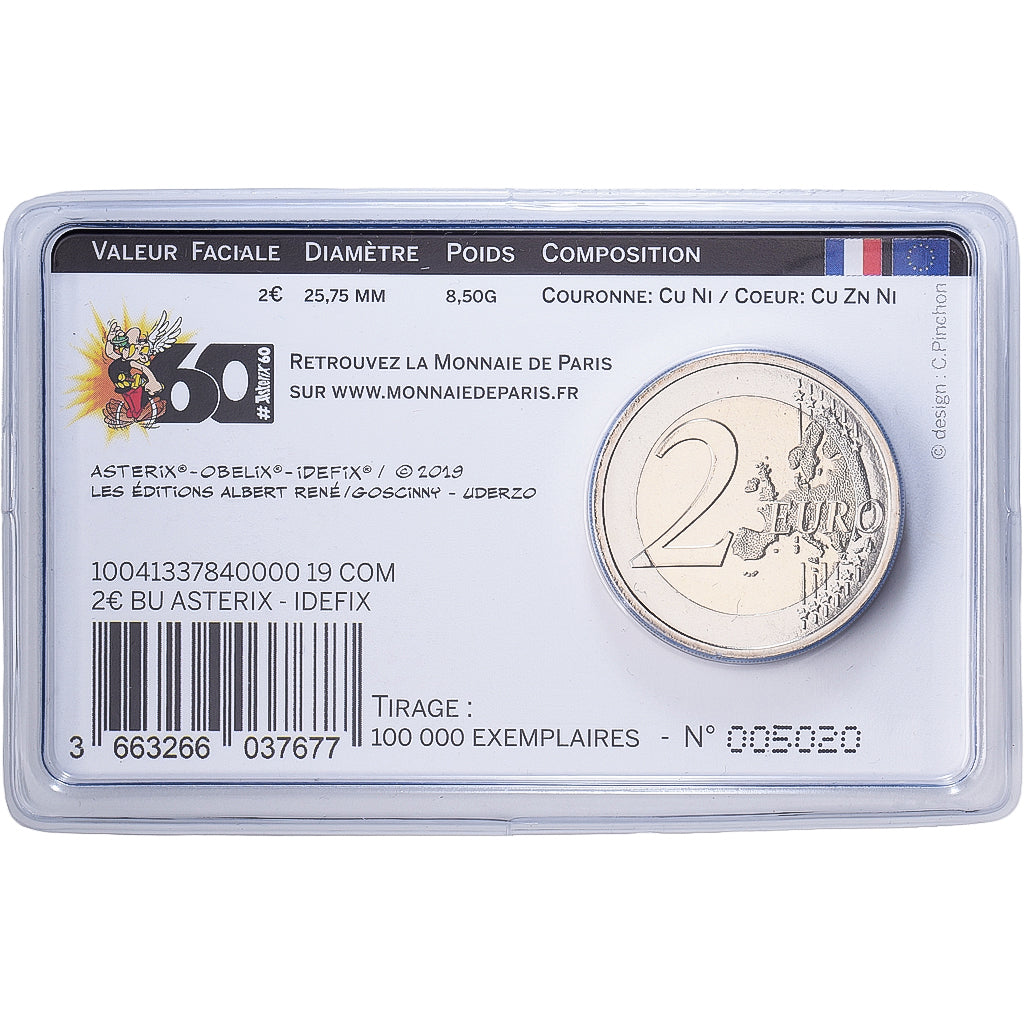 Francia, 2 Euro, 60 ans d'Astérix, BU, 2019, MDP, Bimetálico, FDC, Gadoury:EU