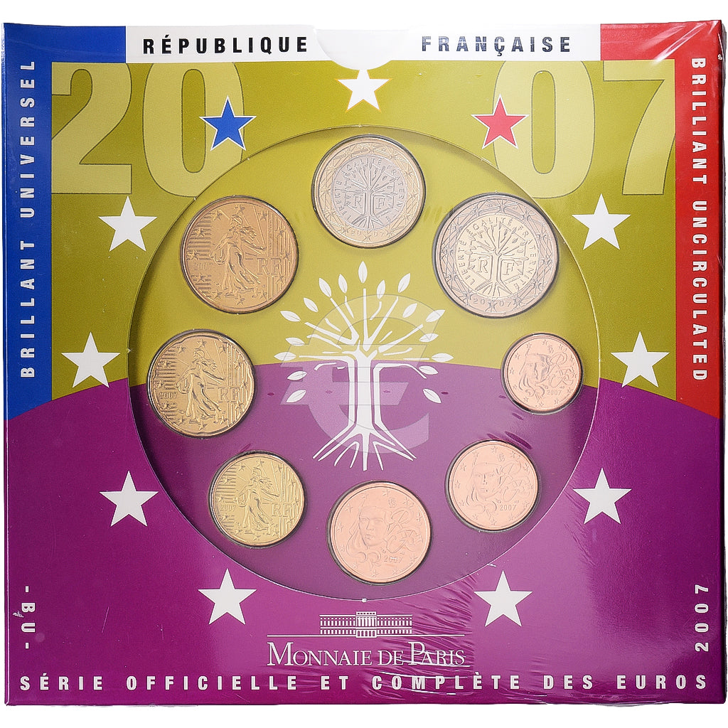 France, Set 1 ct. - 2 Euro, BU, 2007, MDP, MS(65-70)