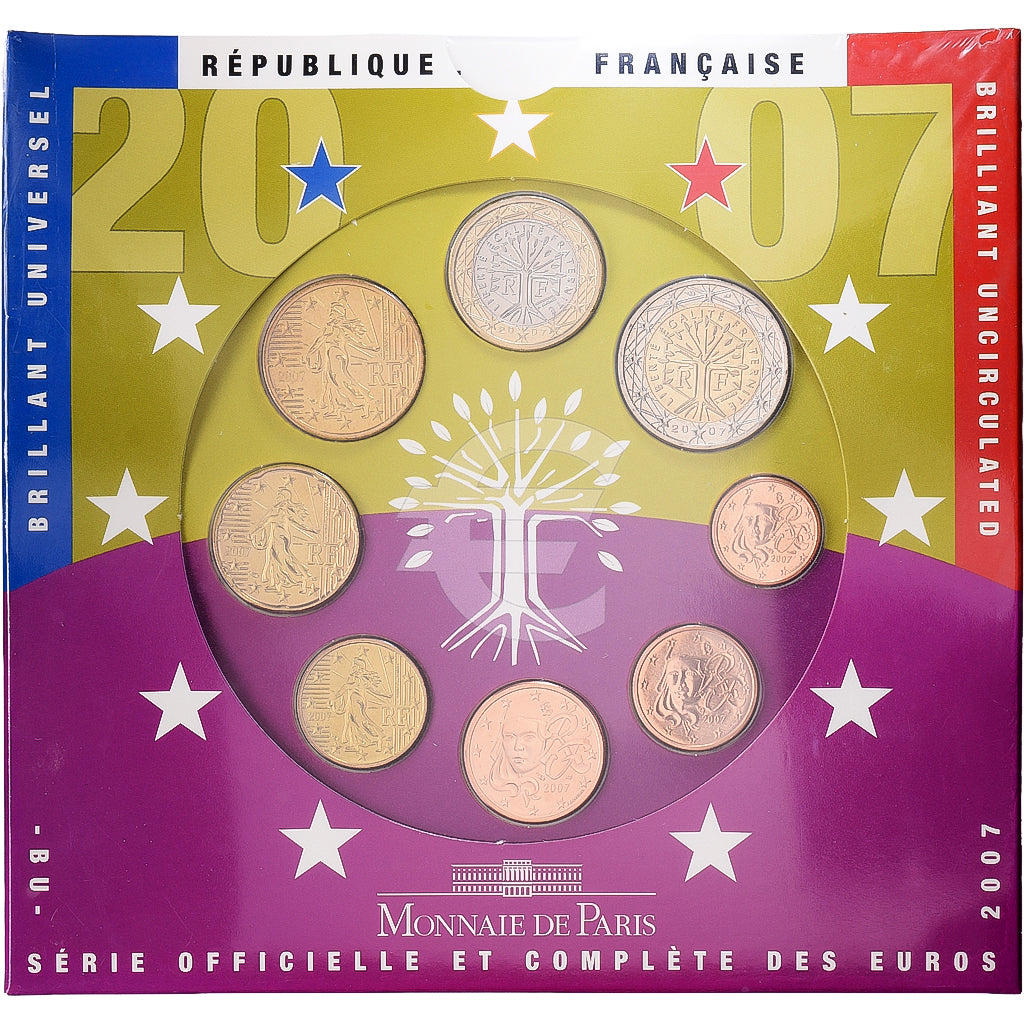 Francia, Set 1 ct. - 2 Euro, BU, 2007, MDP, N.C., FDC