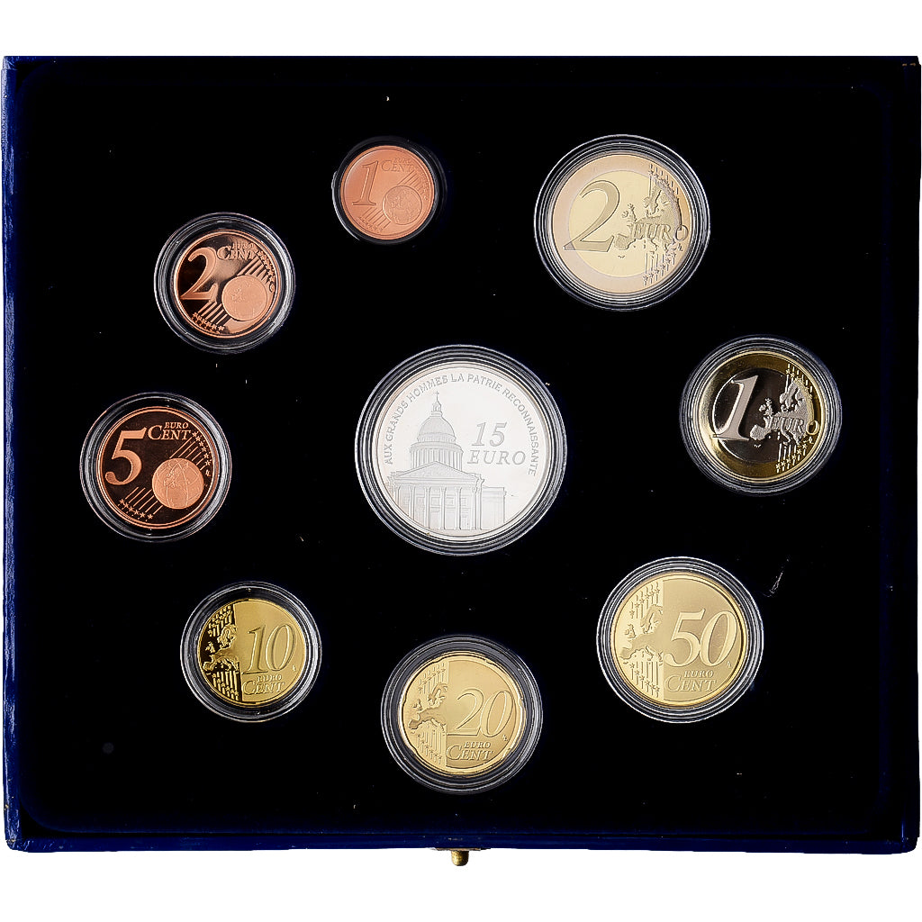 Frankrijk, Set 1c. - 2 Euro + 15€, Panthéon, Série BE / Proof, 2007, MDP