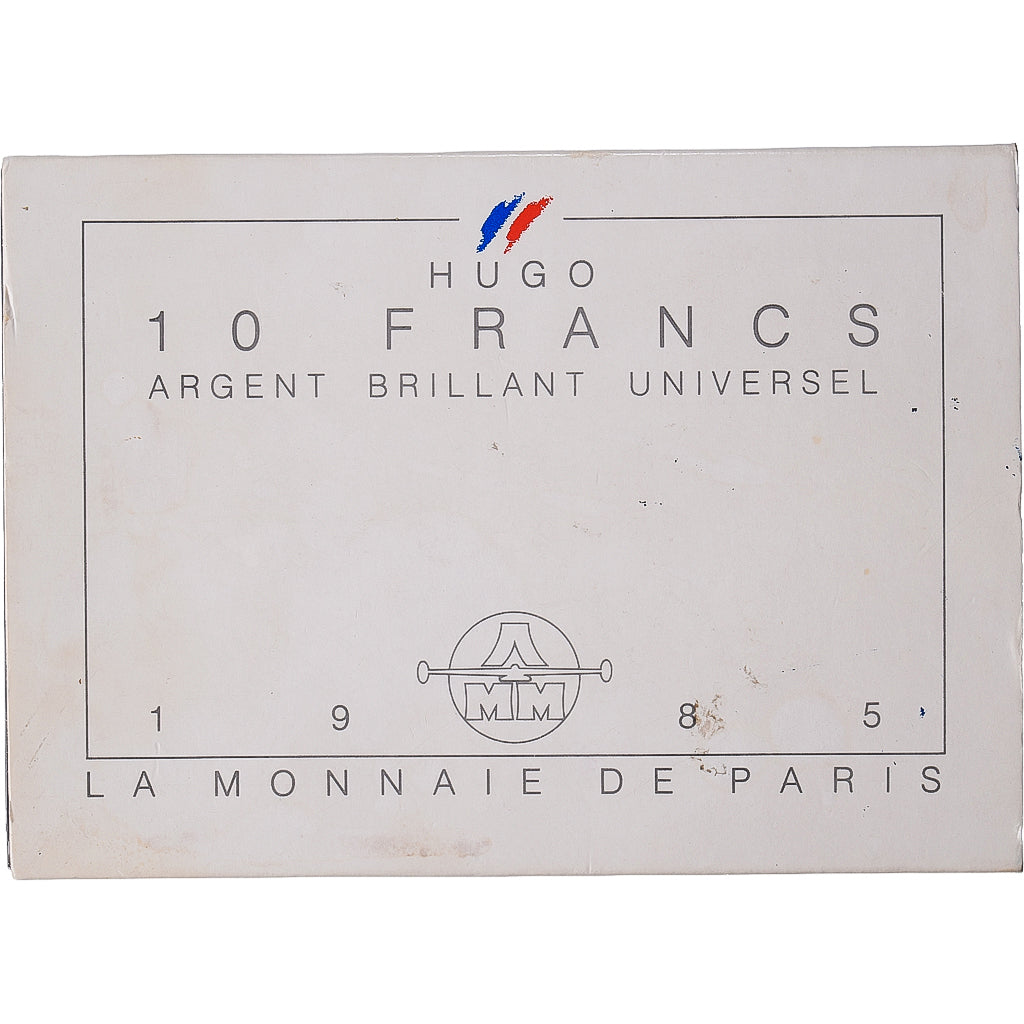 Francja, 10 Francs, Victor Hugo, 1985, MDP, Srebro, MS(65-70), Gadoury:819
