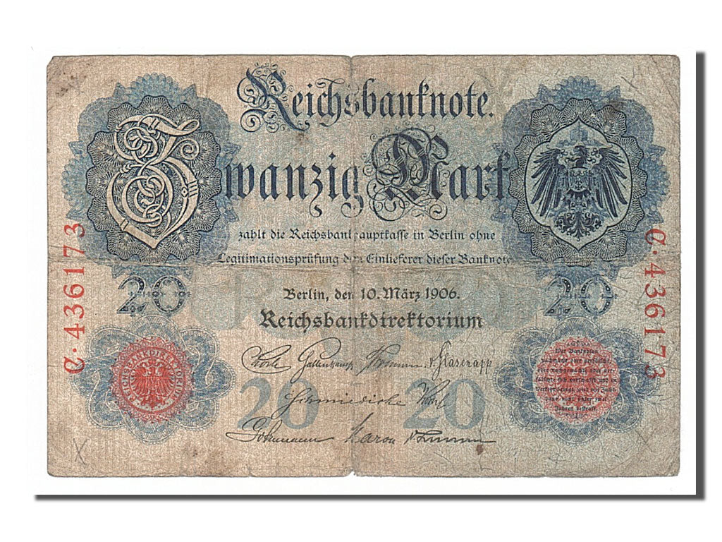 Banknote, Germany, 20 Mark, 1906, 1906-03-10, VF(20-25)