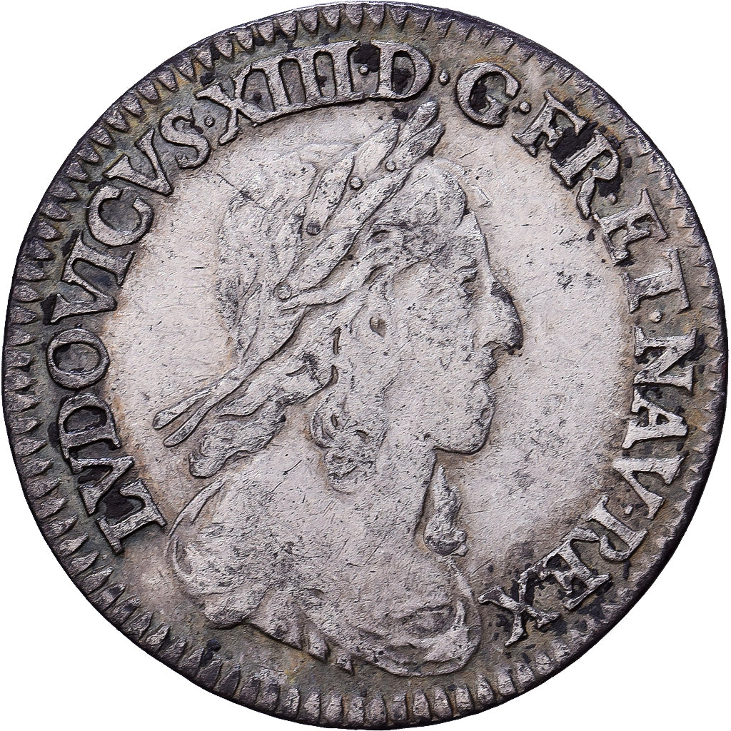 França, Louis XIII, 1/12 Ecu, 2ème poinçon de Warin, 1643, Paris, Prata