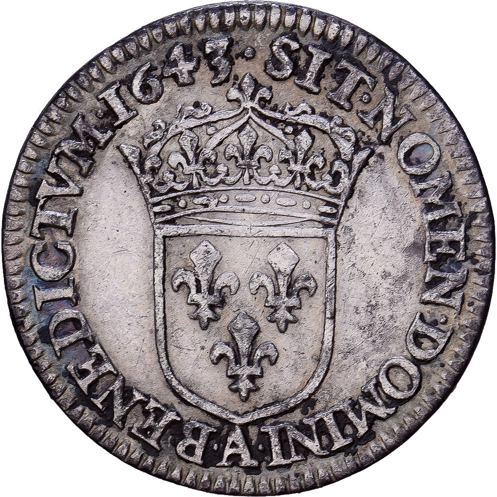 França, Louis XIII, 1/12 Ecu, 2ème poinçon de Warin, 1643, Paris, Prata