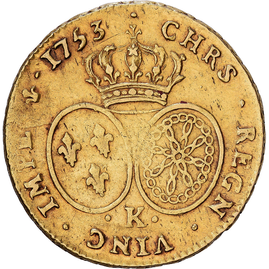 France, Louis XV, Double Louis d'or au bandeau, 1753, Bordeaux, Or, TTB
