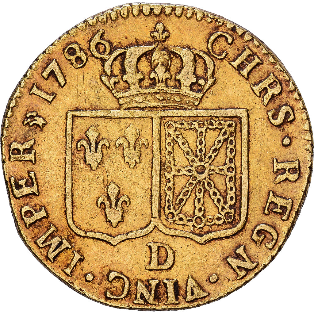 Francia, Louis XVI, Louis d'or à la tête nue, 1786, Lyon, Oro, BB, Gadoury:361