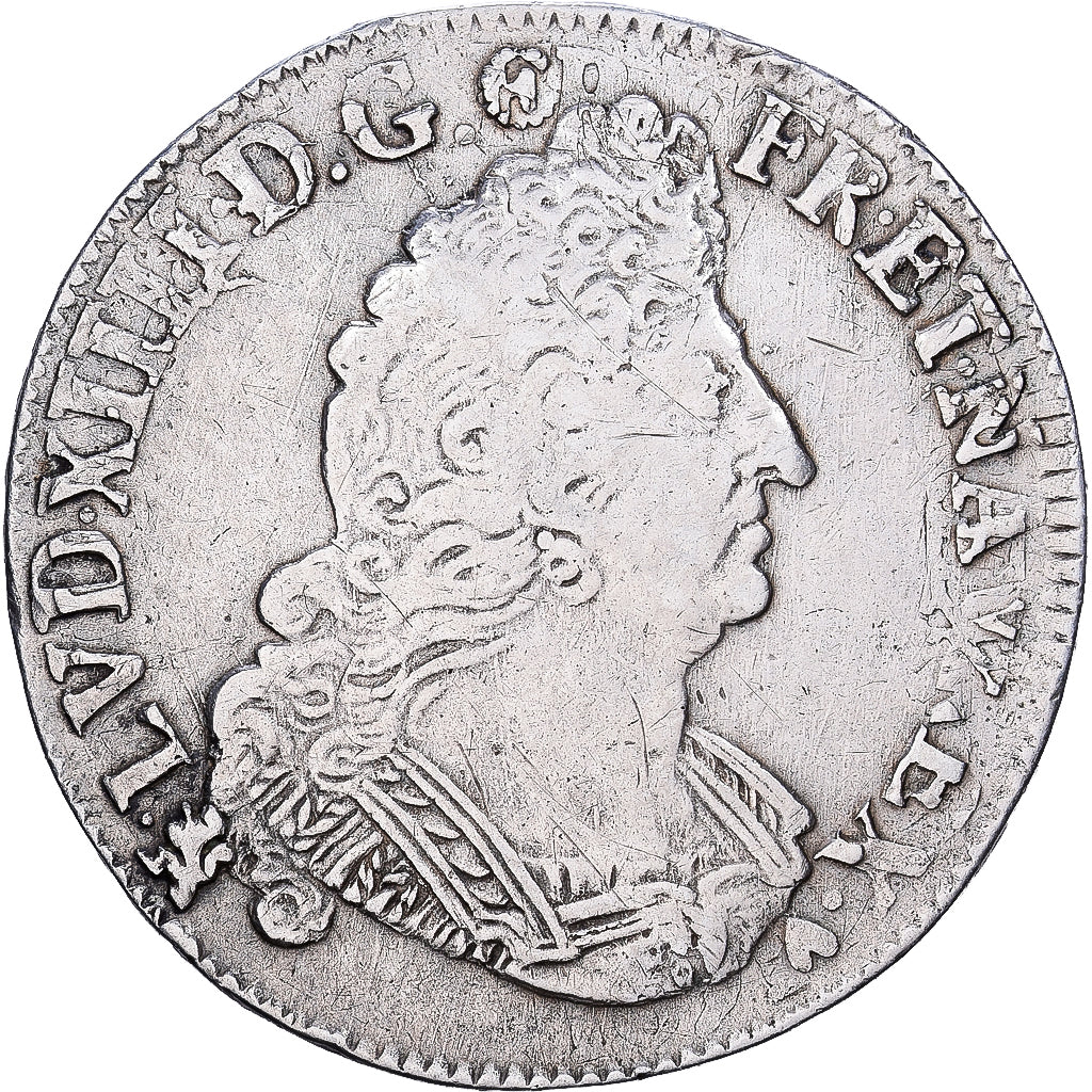 France, Louis XIV, 1/2 Ecu aux palmes, 1694, Rennes, réformé, Silver