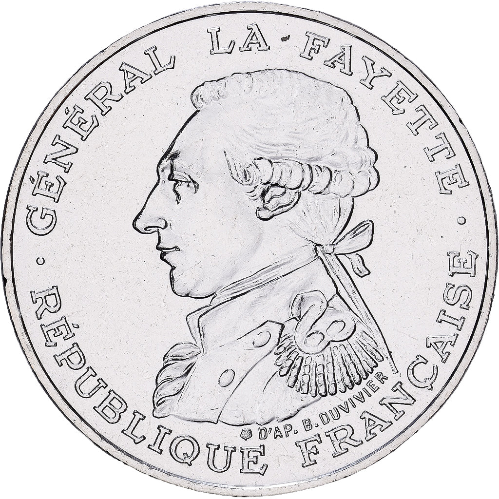 France, 100 Francs, Général La Fayette, 1987, MDP, Piéfort, BU, Argent, FDC
