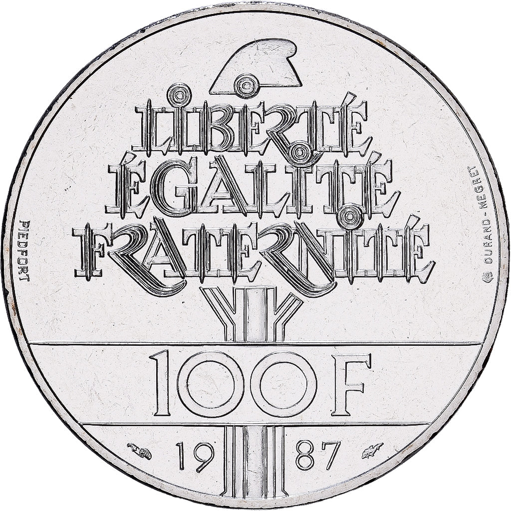 France, 100 Francs, Général La Fayette, 1987, MDP, Piéfort, BU, Argent, FDC