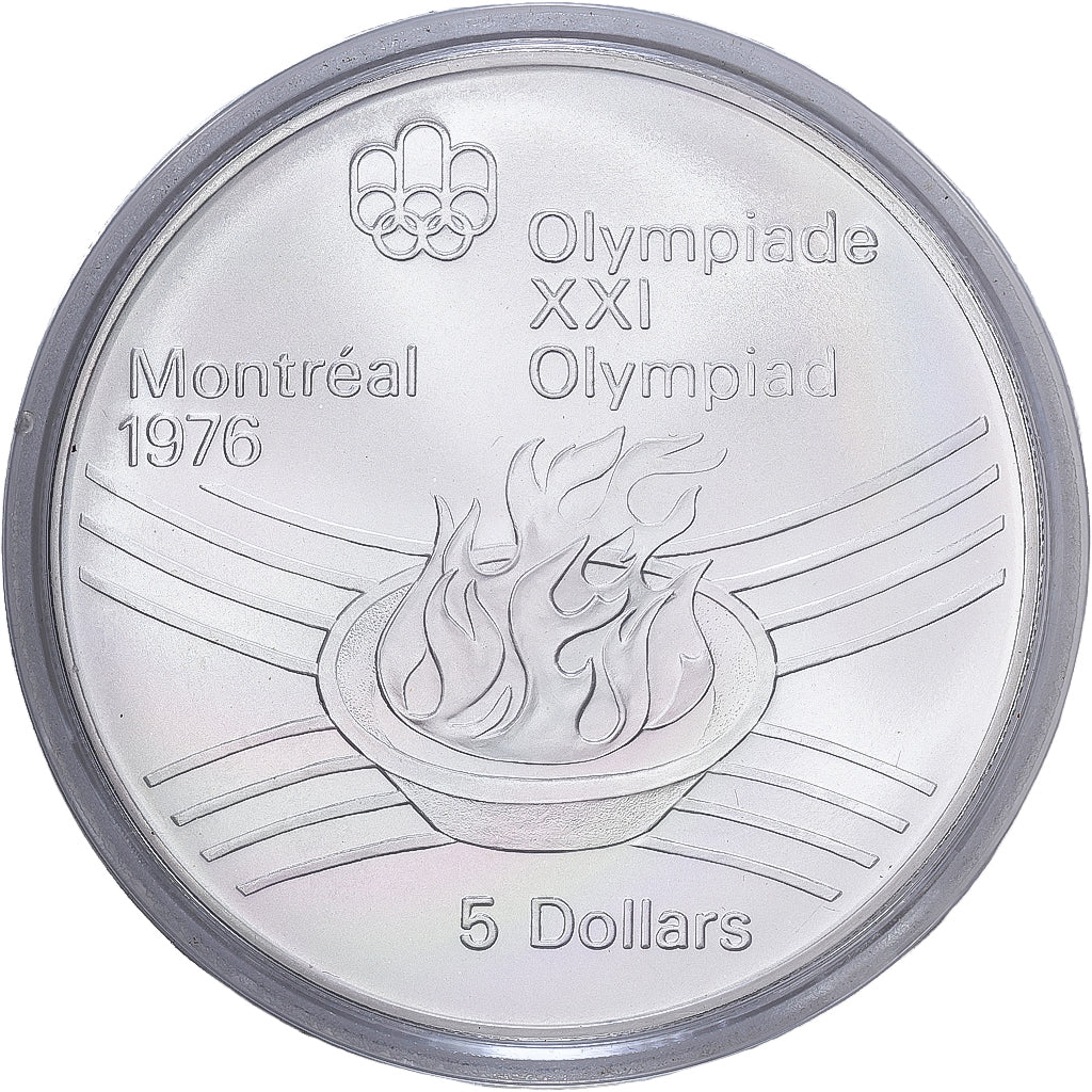 Canada, 5 Dollars, 1976 Olympiades - Flamme Olympique, 1976, Royal Canadian Mint