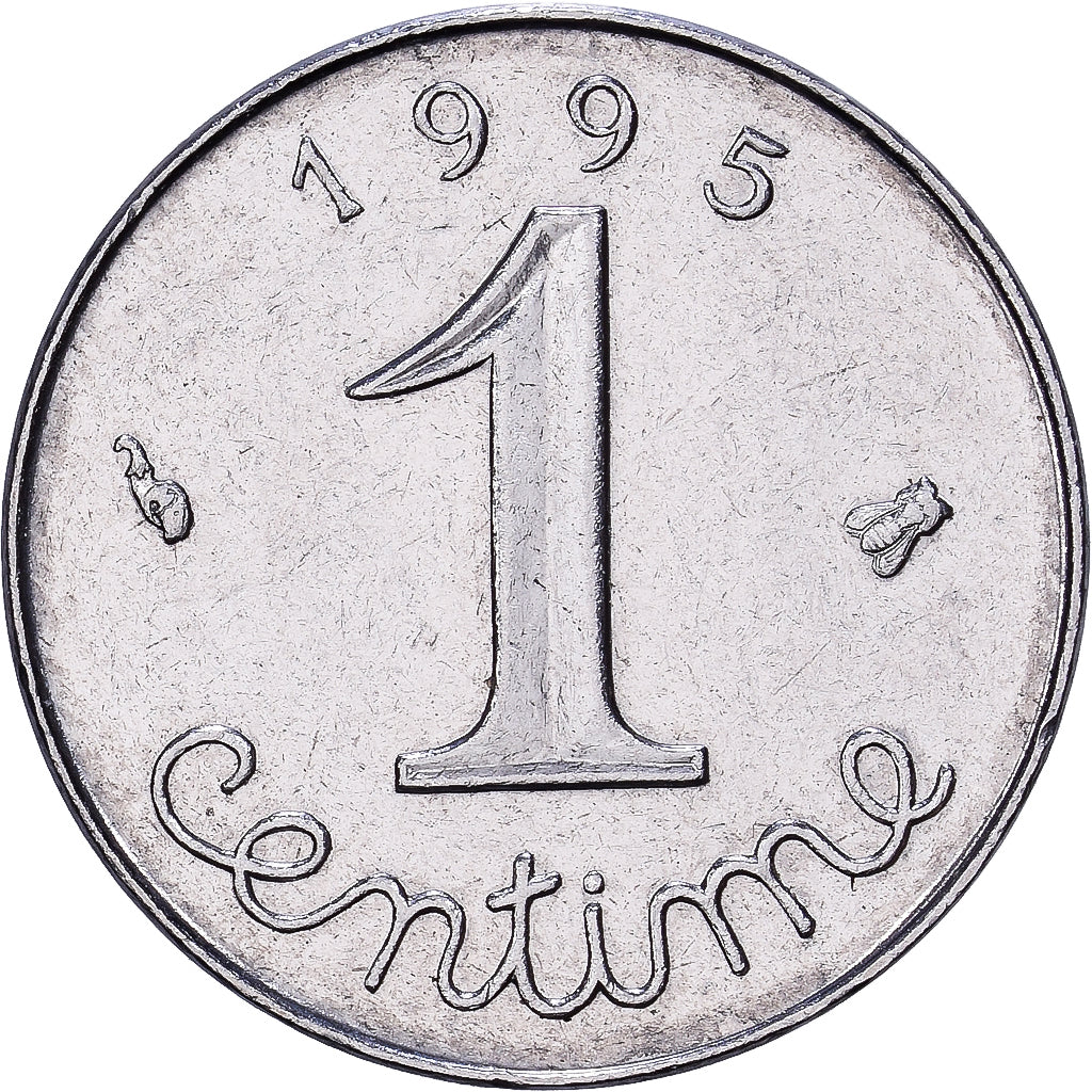 França, 1 Centime, Épi, 1995, MDP, Aço Inoxidável, AU(55-58), Gadoury:91
