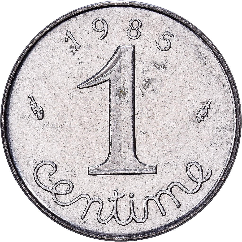 França, 1 Centime, Épi, 1985, MDP, série FDC, Aço Inoxidável, AU(55-58)