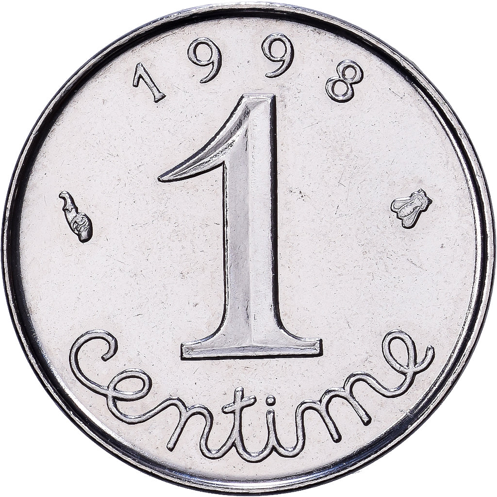 France, 1 Centime, Épi, 1998, MDP, Série BU, Stainless Steel, MS(65-70)