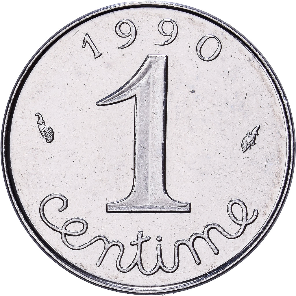 France, 1 Centime, Épi, 1990, MDP, Série BU, Stainless Steel, MS(65-70)
