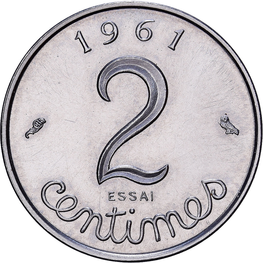 France, 2 Centimes, Épi, 1961, MDP, ESSAI, Stainless Steel, MS(65-70)