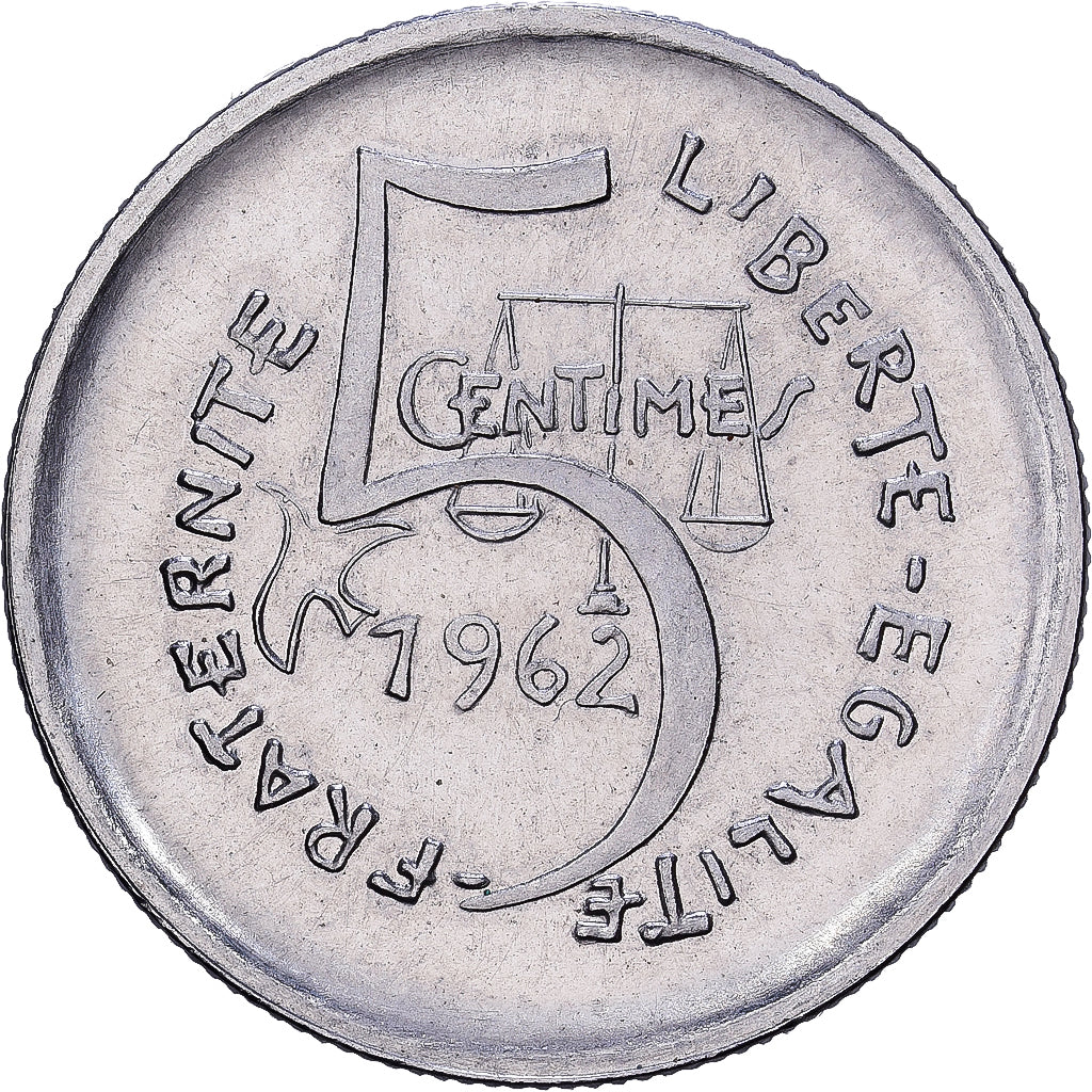 France, 5 Centimes, Marianne, 1962, MDP, Stainless Steel, MS(65-70)