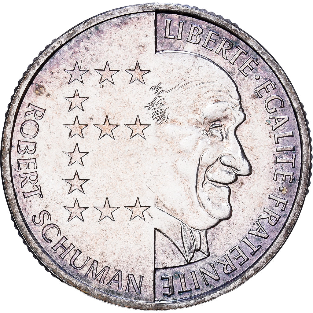 France, 10 Francs, Robert Schuman, 1986, MDP, Silver, MS(65-70), Gadoury:825