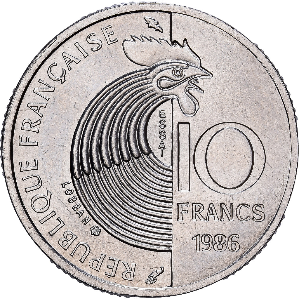 Francja, 10 Francs, Robert Schuman, 1986, MDP, Nikiel, MS(65-70), Gadoury:825