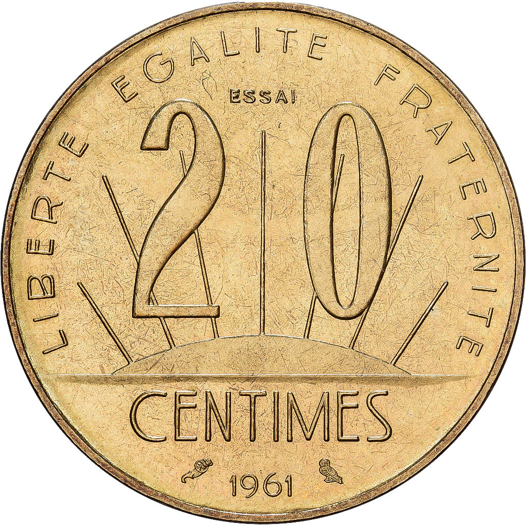 France, 20 Centimes, 1961, MDP, ESSAI, Cupro-nickel Aluminium, FDC