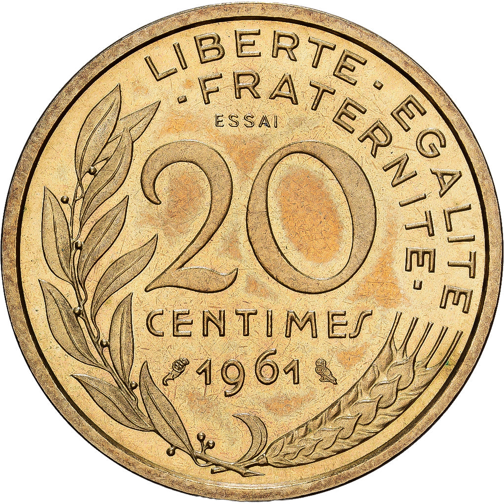 France, 20 Centimes, 1961, MDP, ESSAI, Copper-nickel Aluminium, MS(65-70)