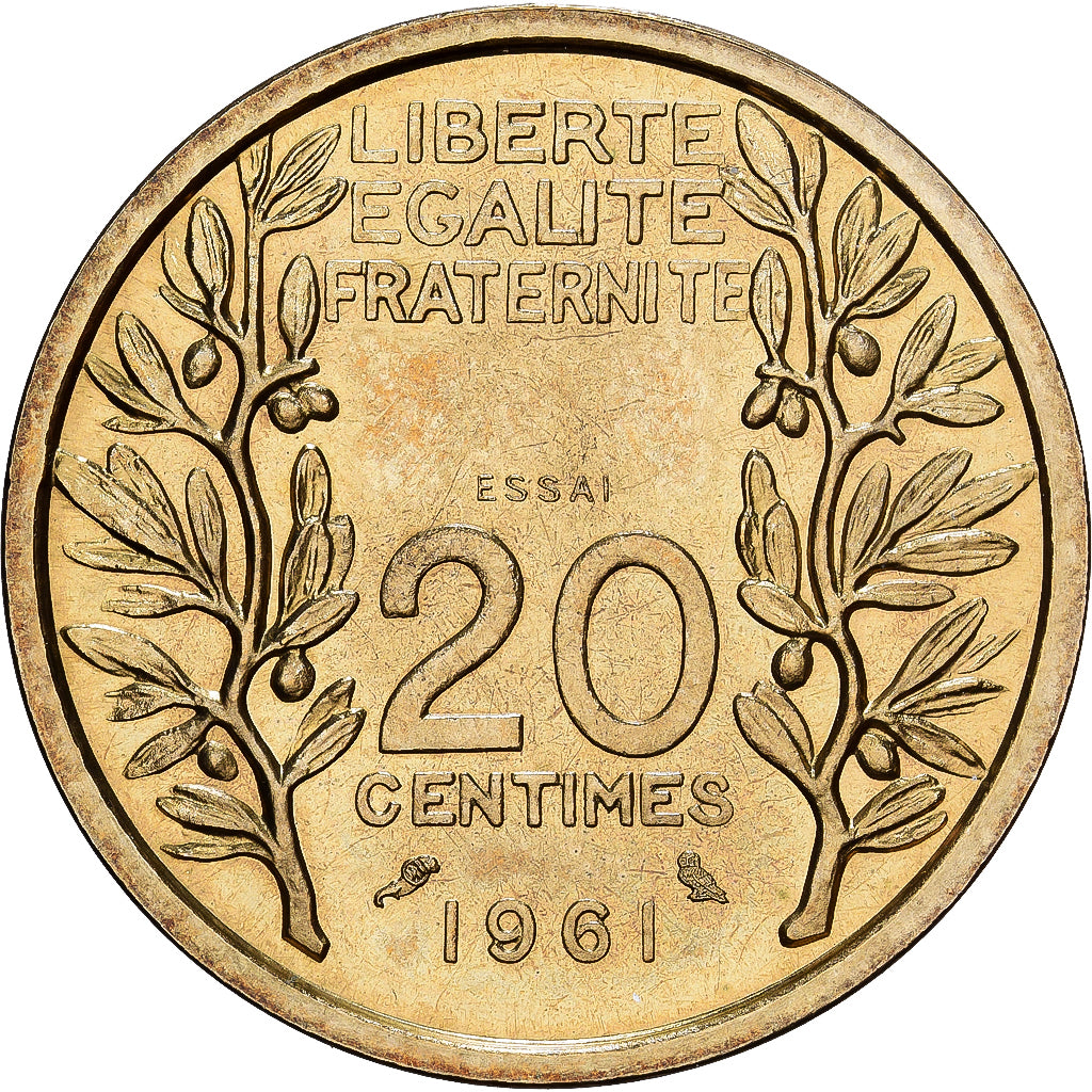 France, 20 Centimes, 1961, MDP, ESSAI, Cupro-nickel Aluminium, FDC
