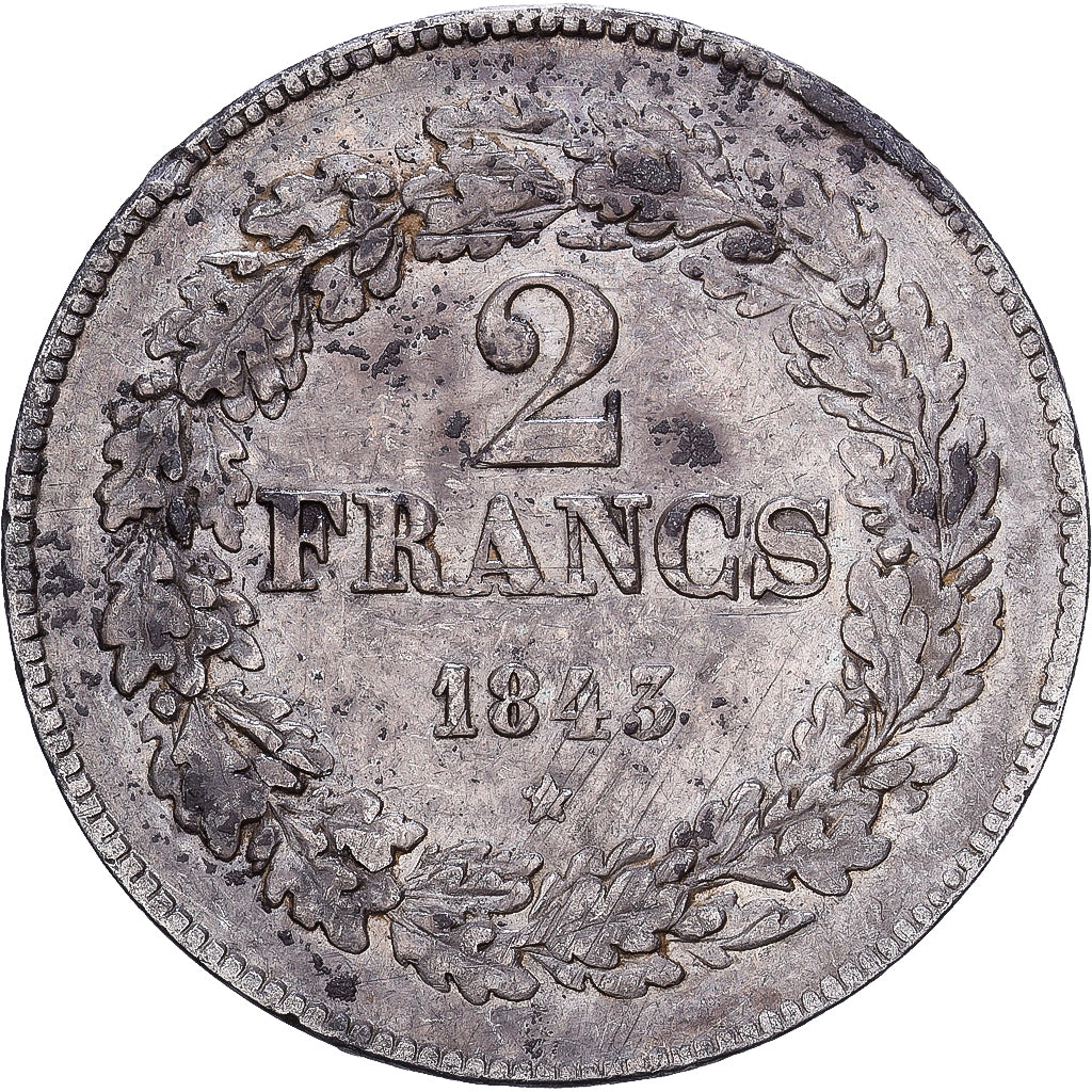 Belgium, Leopold I, 2 Francs, 1843, Royal Belgium Mint, Silver, VF(30-35), KM:9