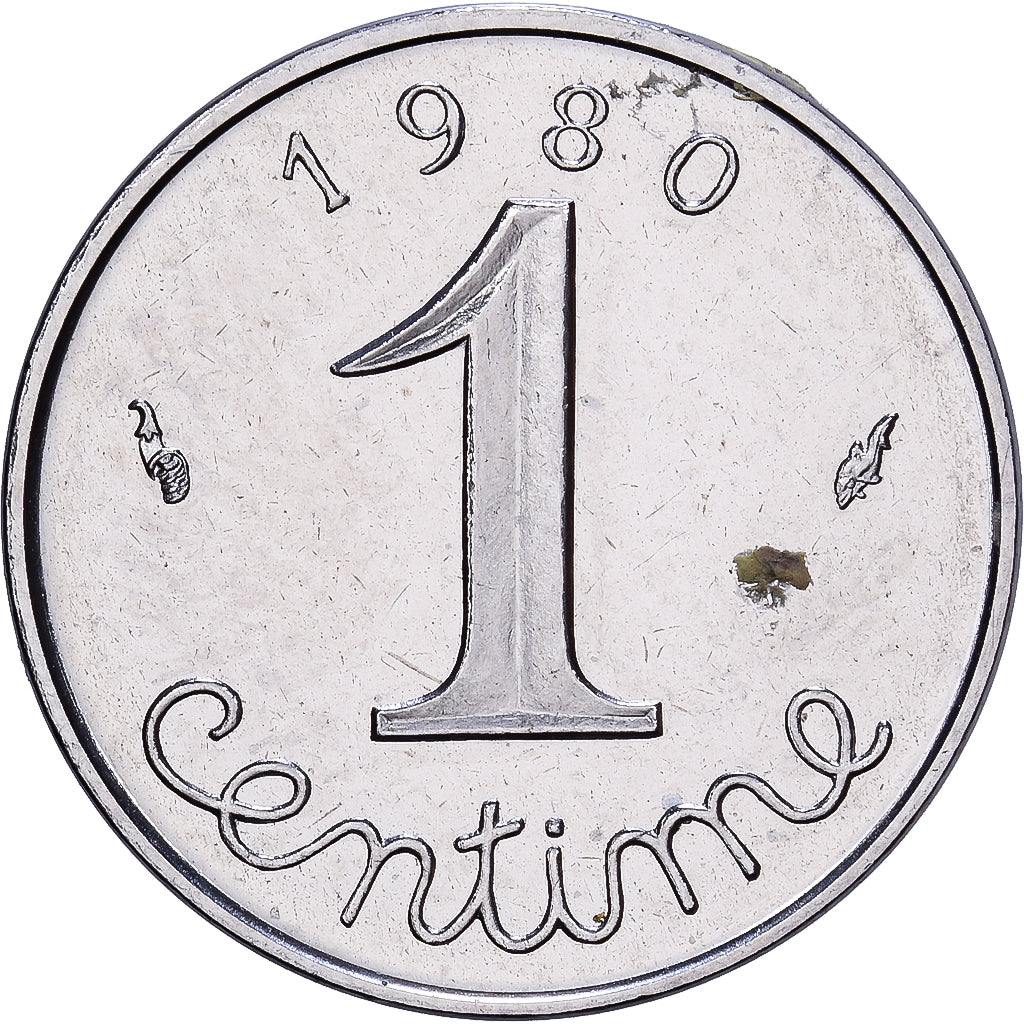 France, 1 Centime, Épi, 1980, MDP, Stainless Steel, MS(65-70), Gadoury:91