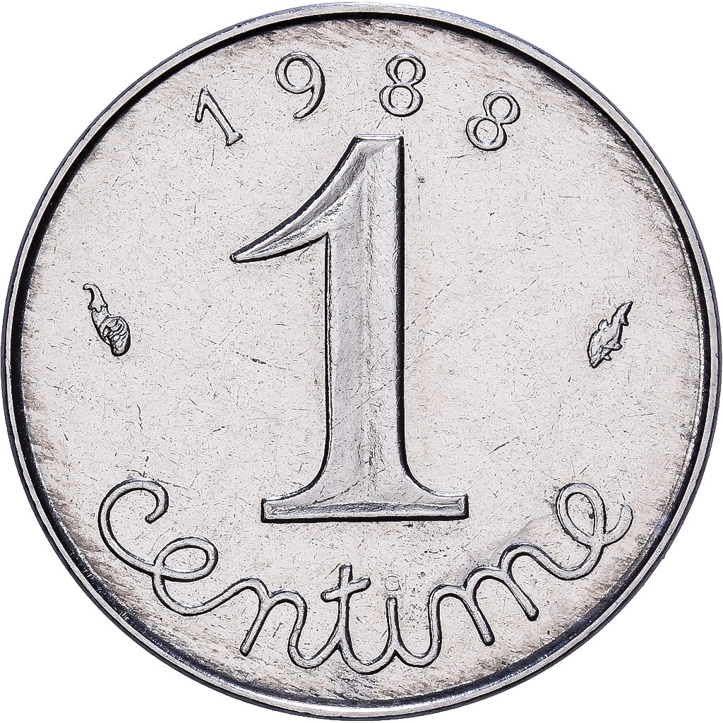 Francja, 1 Centime, Épi, 1988, MDP, Stal nierdzewna, MS(65-70), Gadoury:91