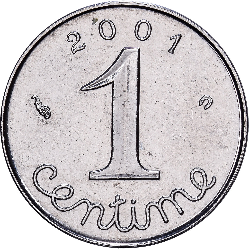 France, 1 Centime, Épi, 2001, MDP, Stainless Steel, MS(65-70), Gadoury:91
