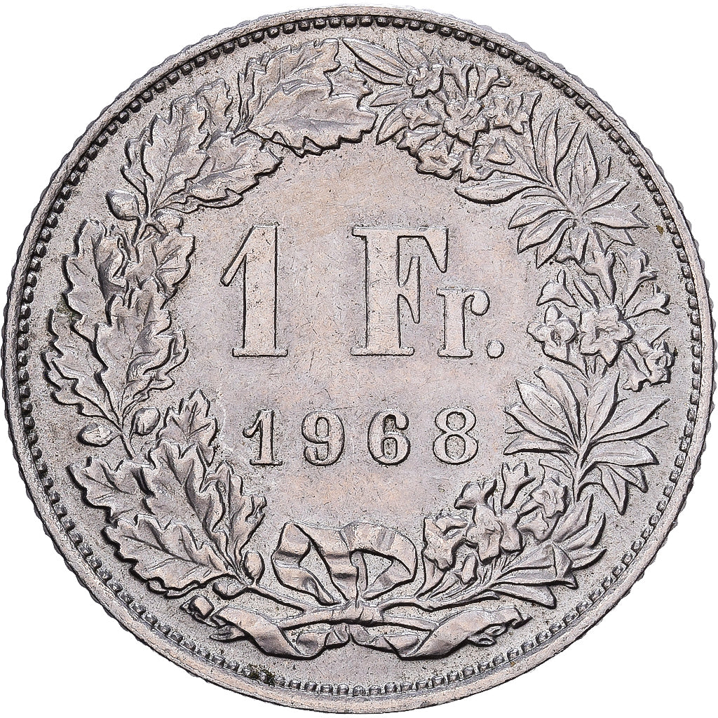 Switzerland, 1 Franc, Helvetia, 1968, Bern, Cupronickel, AU(55-58), KM:24a