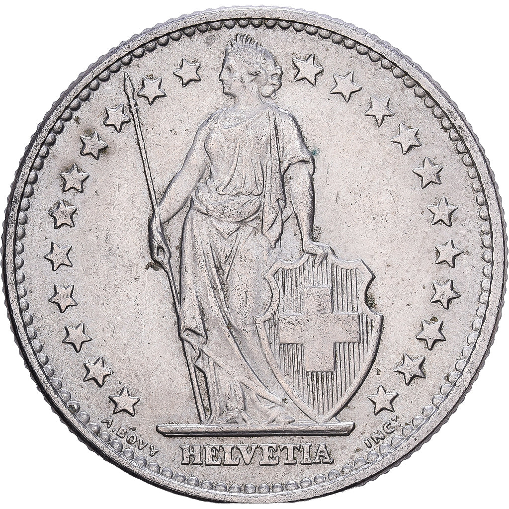 Switzerland, 2 Francs, Helvetia, 1968, Bern, Cupronickel, AU(55-58), KM:21a