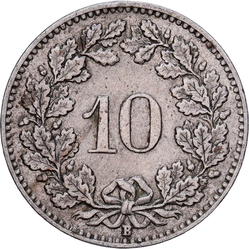 Szwajcaria, 10 Rappen, Libertas, 1952, Bern, Cupronickel, AU(55-58), KM:27