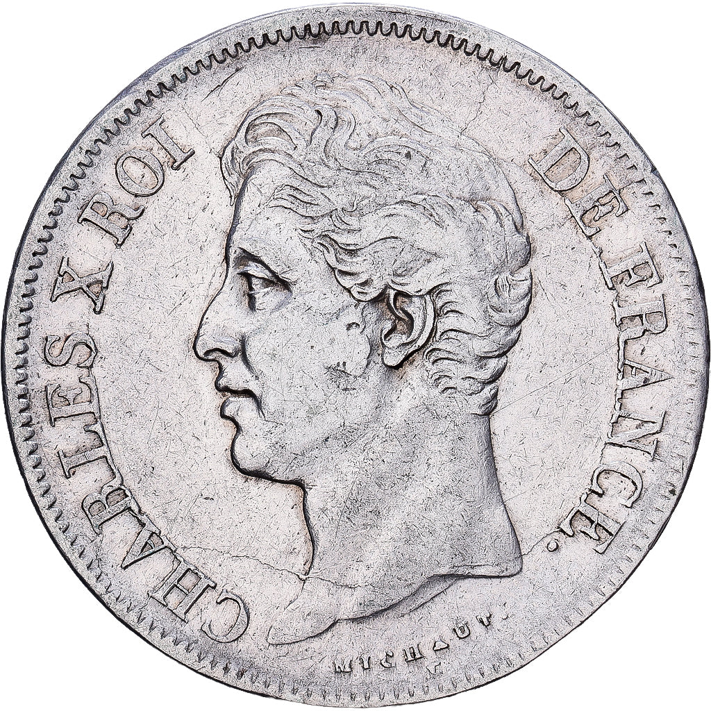 Francja, Charles X, 5 Francs, 1827, Lille, Srebro, EF(40-45), Gadoury:644