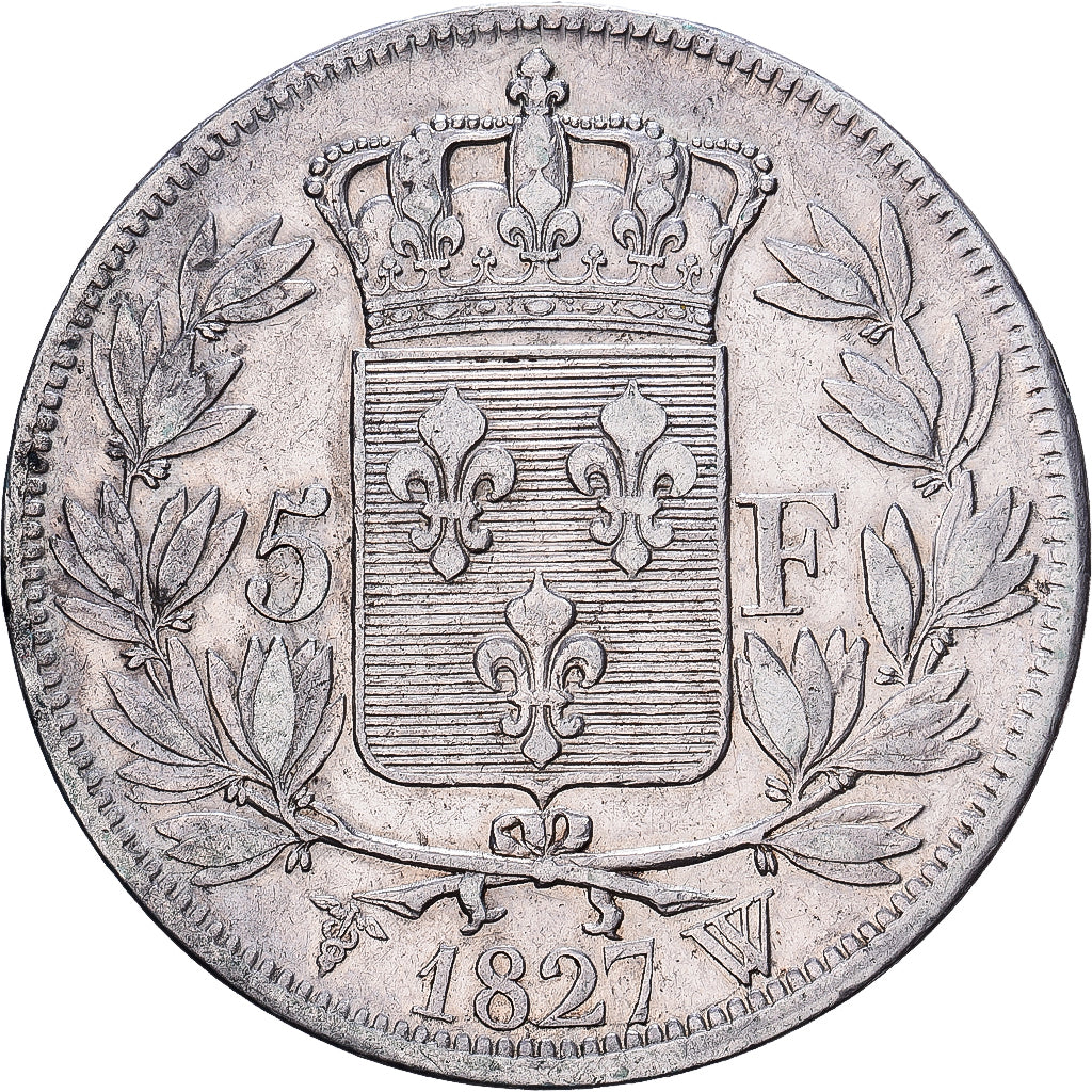 Francja, Charles X, 5 Francs, 1827, Lille, Srebro, EF(40-45), Gadoury:644