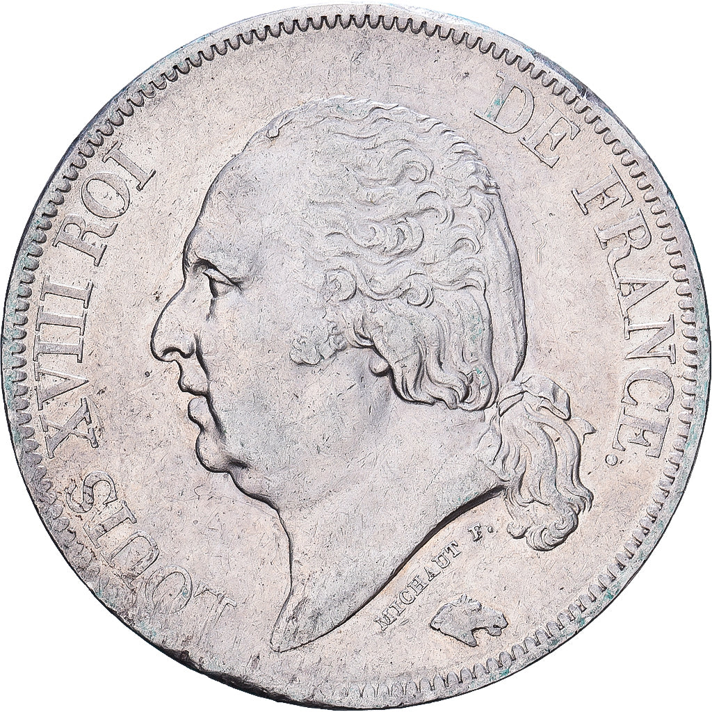 Francja, Louis XVIII, 5 Francs, 1821, Lille, Srebro, EF(40-45), Gadoury:614