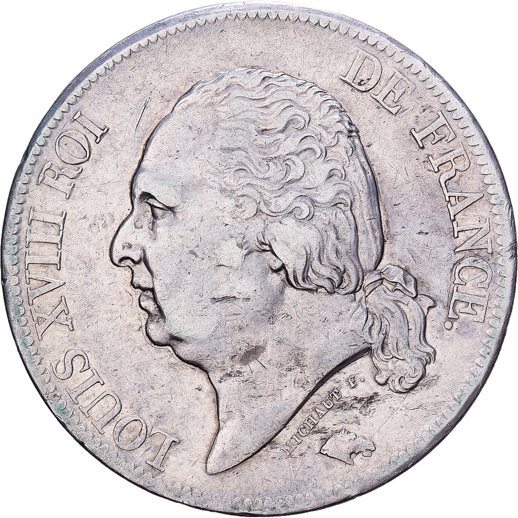 Frankreich, Louis XVIII, 5 Francs, 1819, Rouen, Silber, SS, Gadoury:614