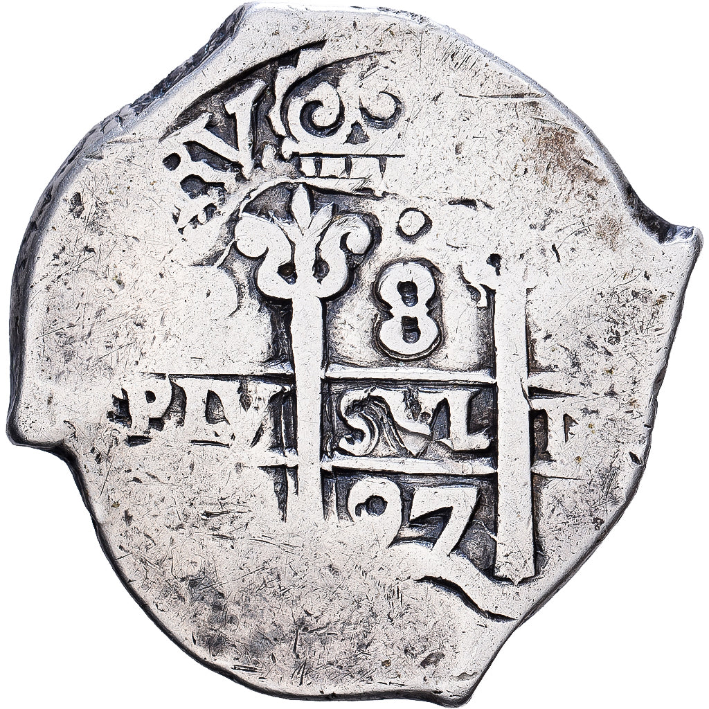 Bolivia, 8 Reales, Cob, 1727, Potosi, Silver, EF(40-45), KM:35