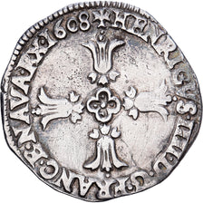 France, Henri IV, 1/4 Ecu, Croix feuillue de face, 1608, Bayonne, Silver