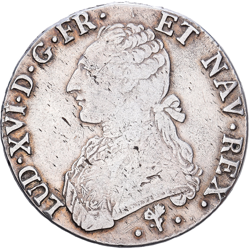 Francia, Louis XVI, Ecu aux branches d'olivier, 1784, Bayonne, Plata, BC+