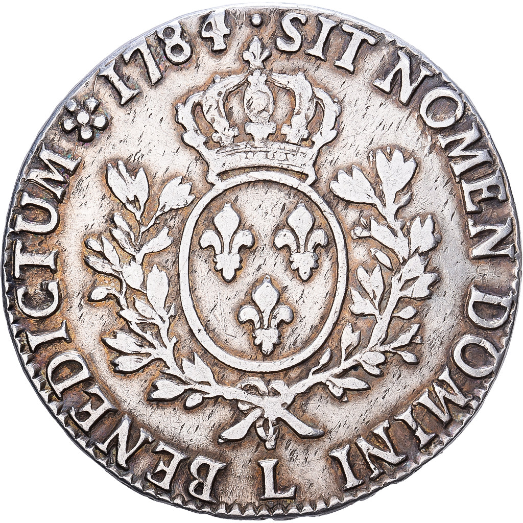 Francia, Louis XVI, Ecu aux branches d'olivier, 1784, Bayonne, Plata, BC+