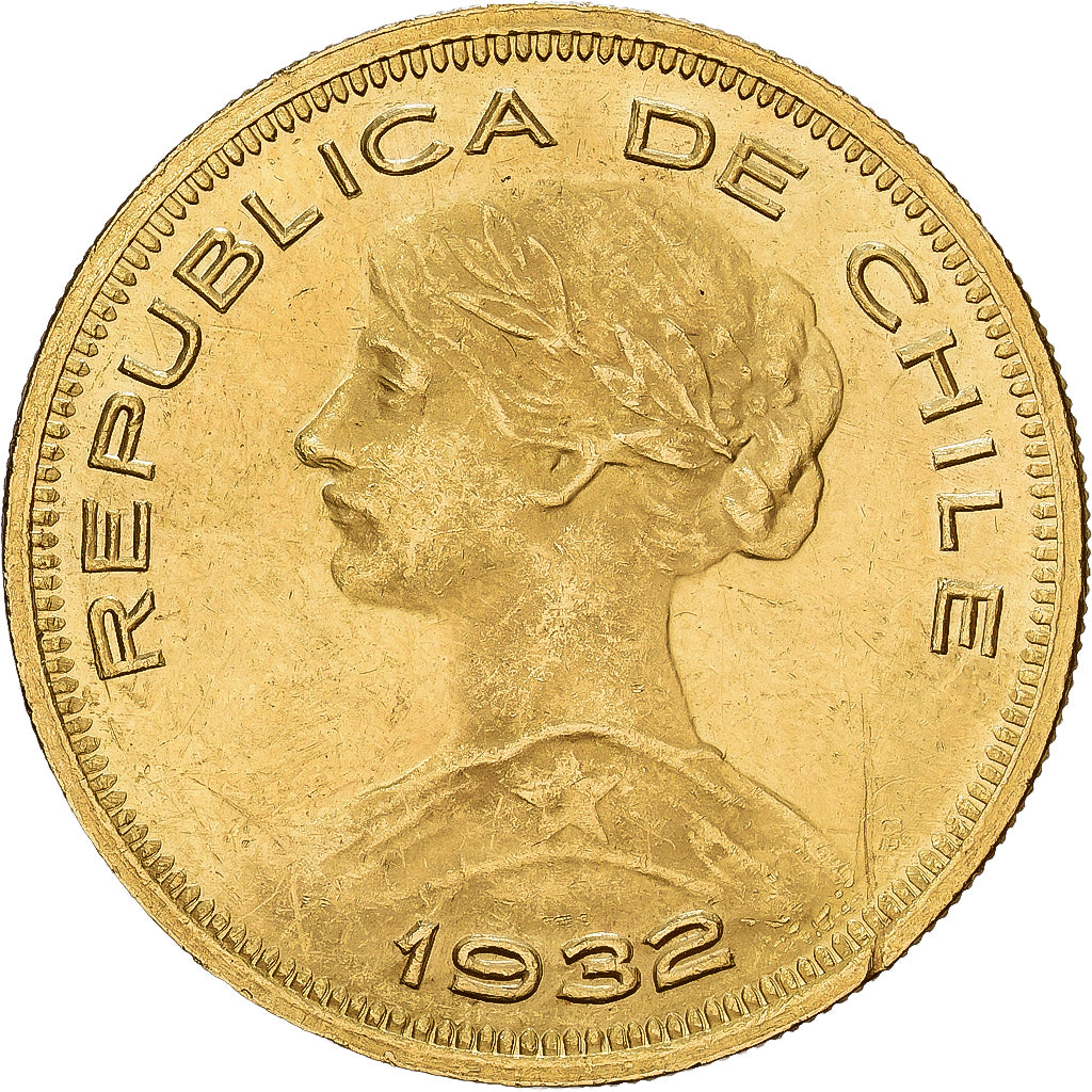 Monnaie, Chile, 100 Pesos, 1932, Santiago, SUP, Or, KM:175