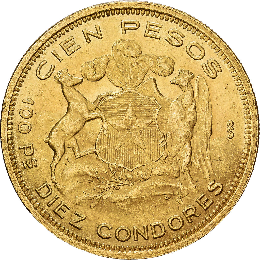 Monnaie, Chile, 100 Pesos, 1932, Santiago, SUP, Or, KM:175