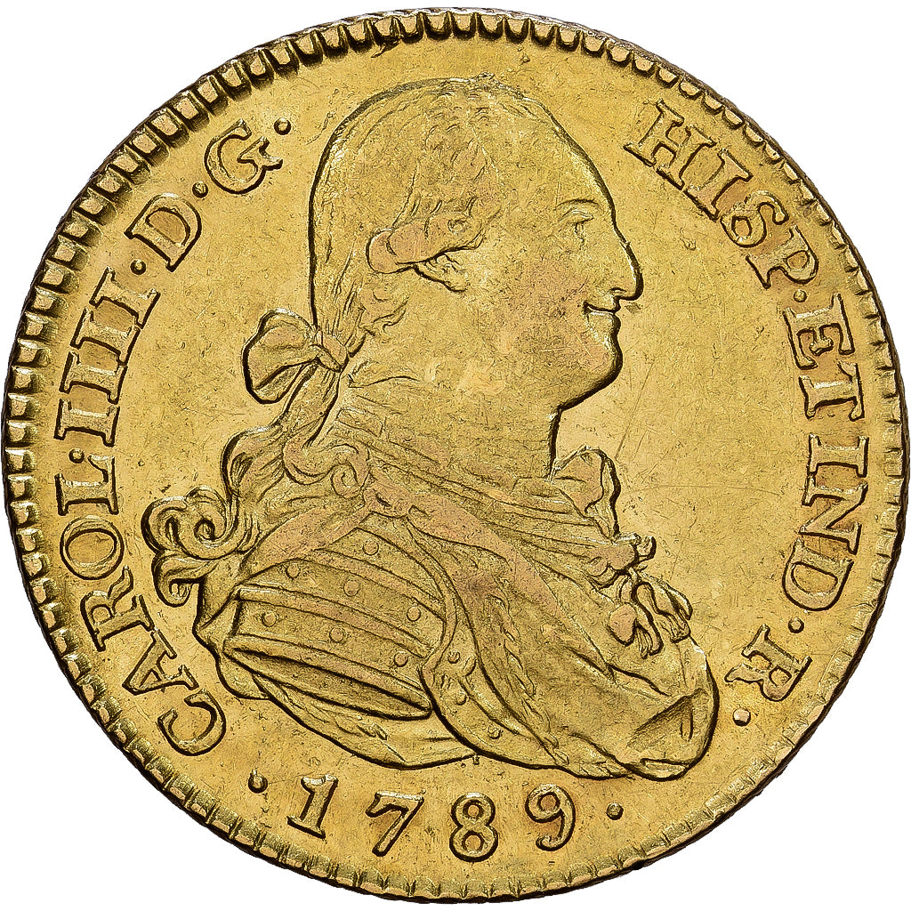 Spain, Charles IV, 2 Escudos, 1789, Madrid, Gold, AU(50-53), KM:435.1