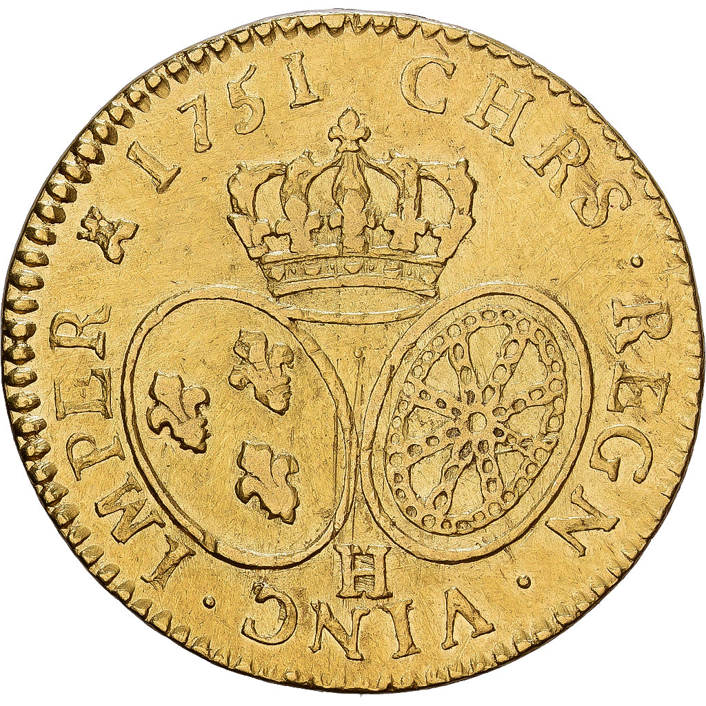 Moeda, França, Louis XV, Louis d'or au bandeau, Louis d'Or, 1751, La Rochelle