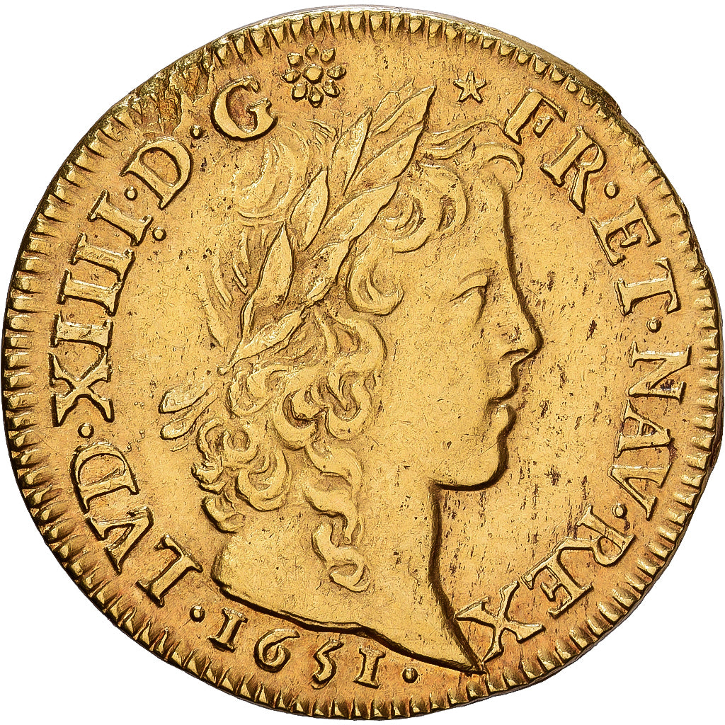 Coin, France, Louis XIV, Louis d'or à la mèche longue, Louis d'Or, 1651