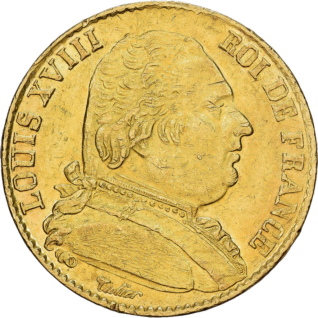 Frankreich, Louis XVIII, 20 Francs Or, 1815, Perpignan, Gold, SS, Gadoury:1026