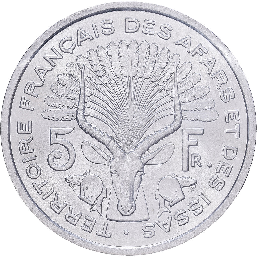 TERRITORIO FRANCÉS DE LOS AFARS E ISSAS, 5 Francs, 1968, MDP, ESSAI, Aluminio