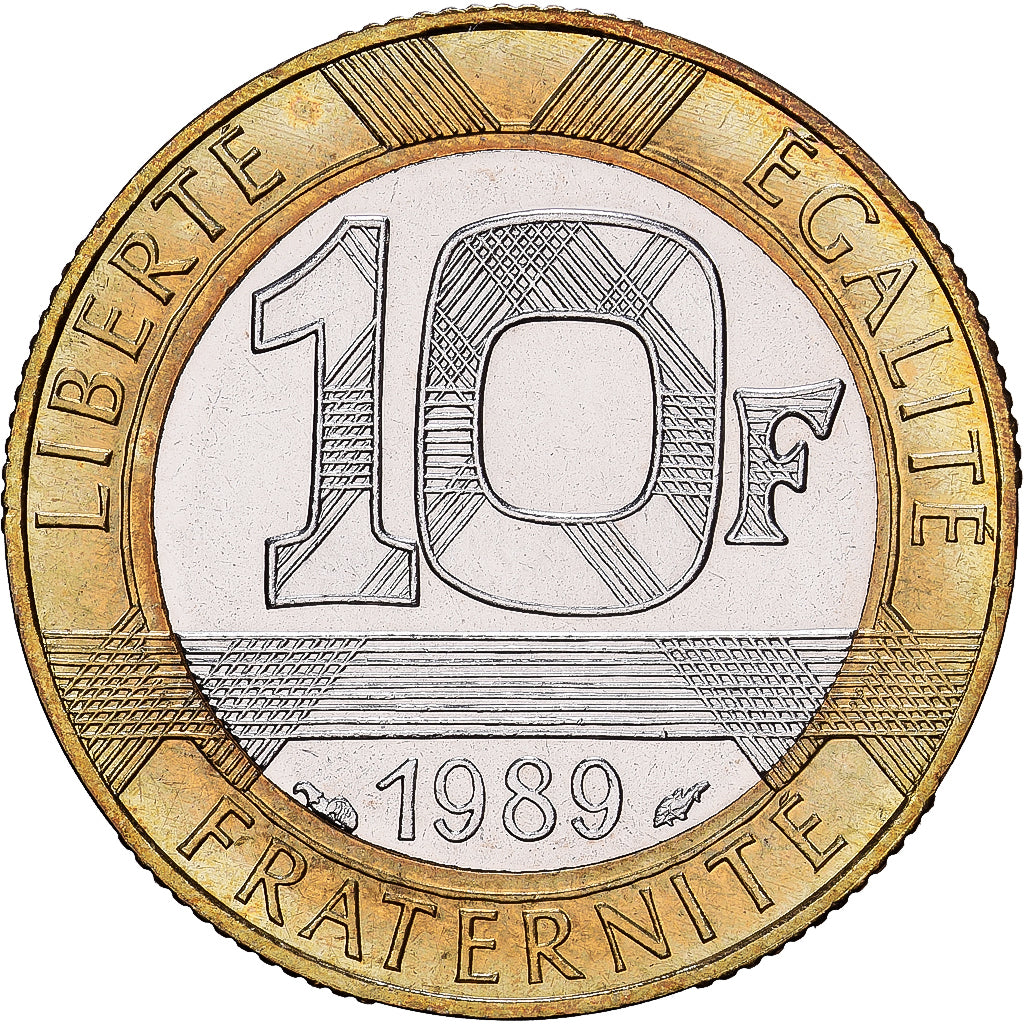 France, 10 Francs, Montesquieu, 1989, MDP, BU, Bi-Metallic, MS(65-70)