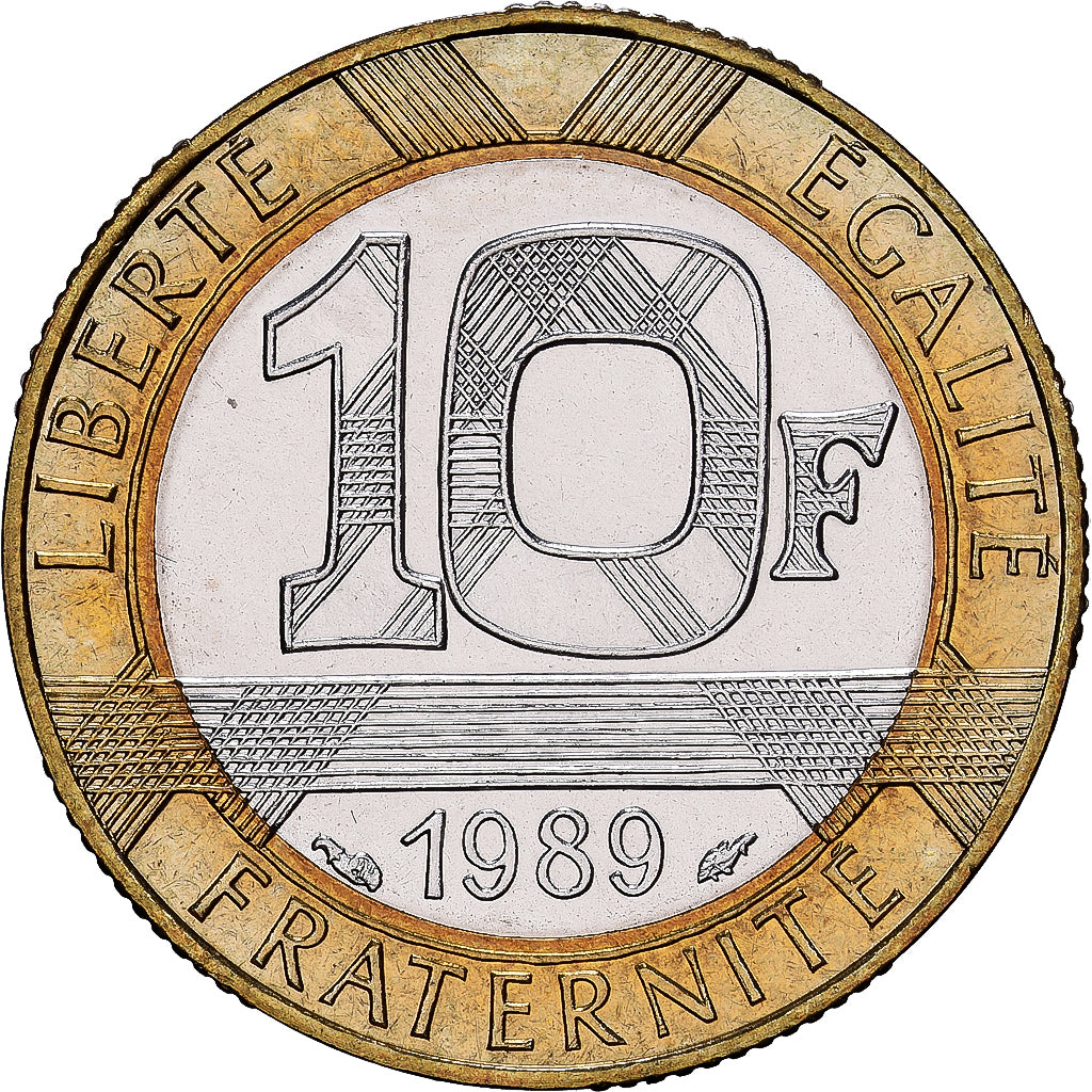 Frankreich, 10 Francs, Génie de la Bastille, 1989, MDP, BU, Bi-Metallic, STGL