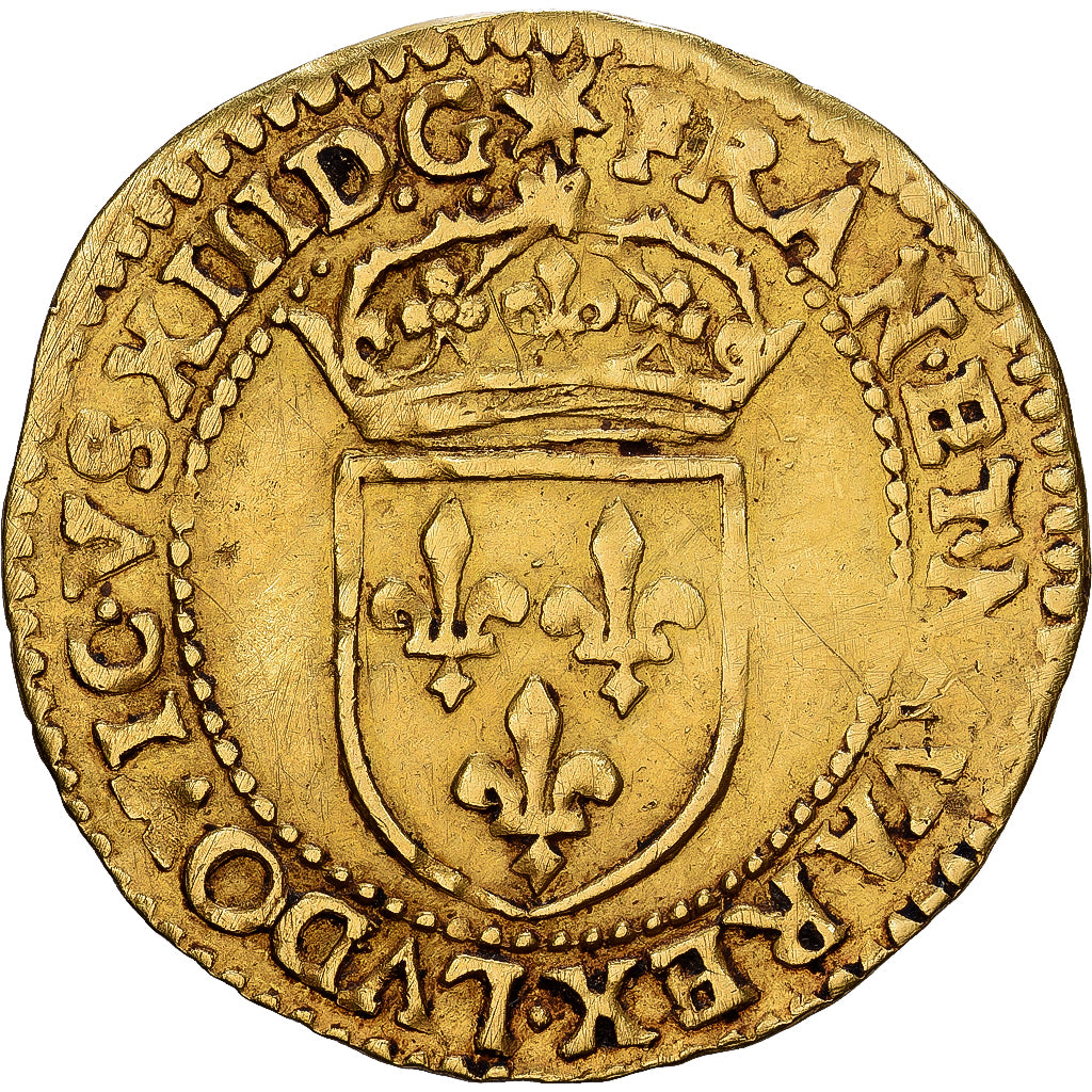 France, Louis XIII, Écu d'or au soleil, 1615, Rouen, Or, TTB+, Gadoury:55
